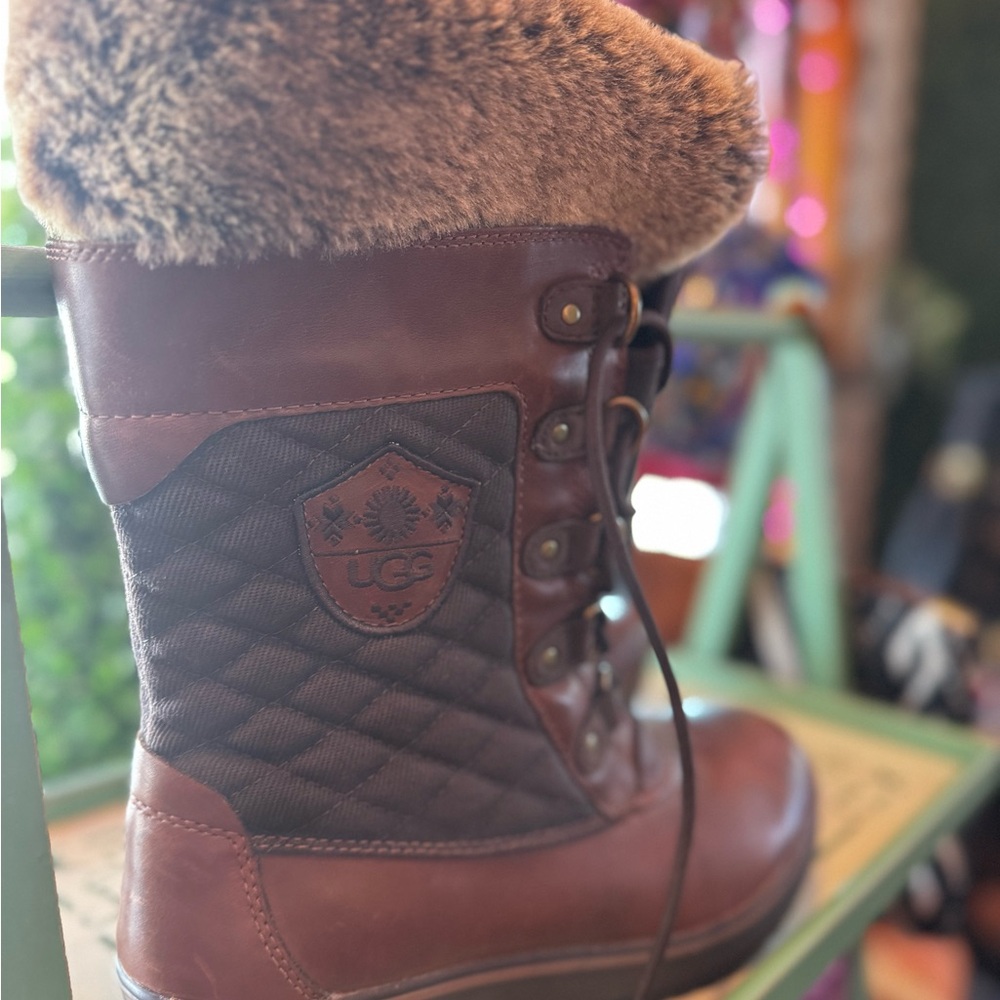 UGG Brown and Black Quilted Winter Boots